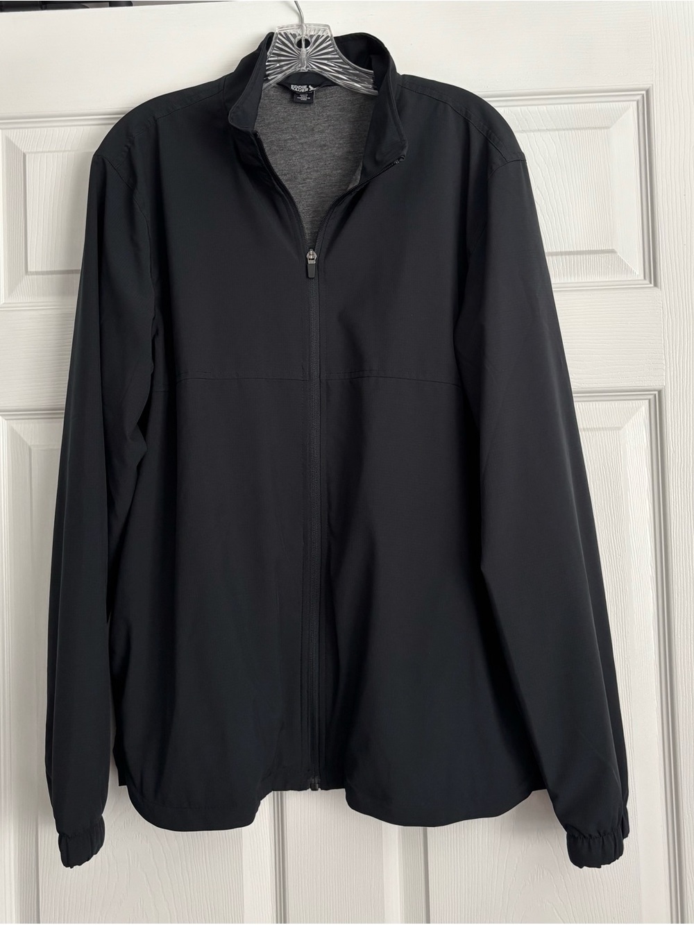 Eddie Bauer Men's Bluefin Ripstop Black Full-Zip Lined Lightweight Jacket, Large